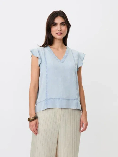 Masai Copenhagen Madalali Denim V-neck Blouse In Blue