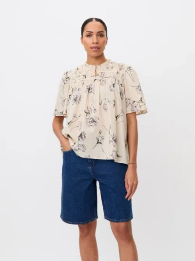Masai Copenhagen Madanythra Keyhole Floral Blouse In Neutral