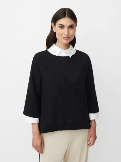 Masai Copenhagen Madarmi 3/4 Sleeve Round Neck Top In Black