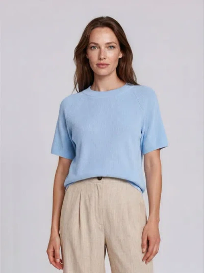 Masai Copenhagen Mafokimia Short Sleeve Knit Blouse In Blue