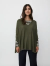 Masai Copenhagen Mafosna Long Sleeve V-neck Poncho In Green