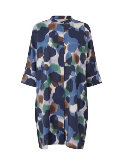 Masai Copenhagen Maiosetta 3/4 Sleeve Round Neck Dress In Multi