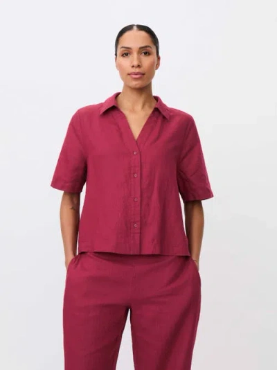 Masai Copenhagen Mairyssa Smock Back Linen Shirt In Red