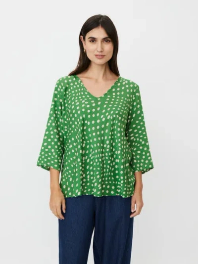 Masai Copenhagen Makatacia V-neck Polka Dot Blouse In Green