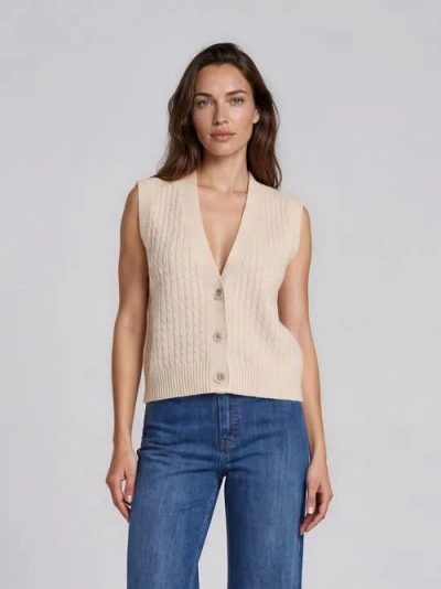 Masai Copenhagen Malaney V-neck Buttoned Cable Knit Vest In Multi