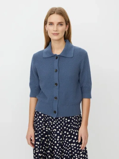 Masai Copenhagen Maliva Cropped Short Sleeve Cardigan In Blue