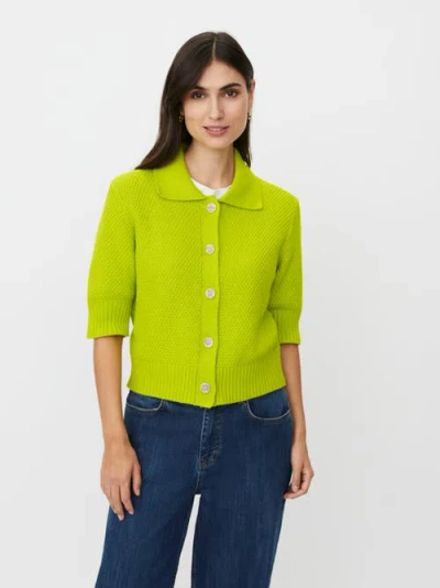 Masai Copenhagen Maliva Cropped Short Sleeve Cardigan In Green