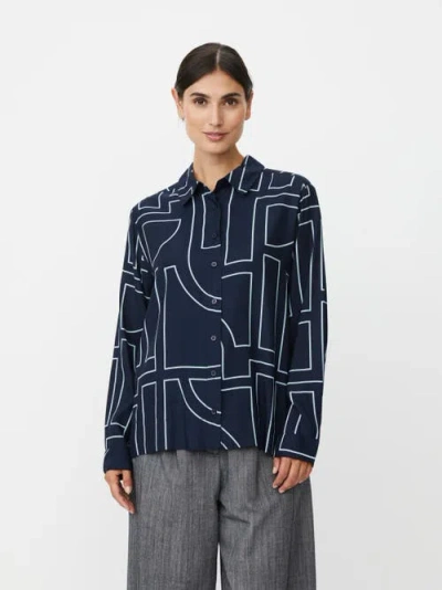 Masai Copenhagen Malmanja Long Sleeve Printed Long Shirt In Blue