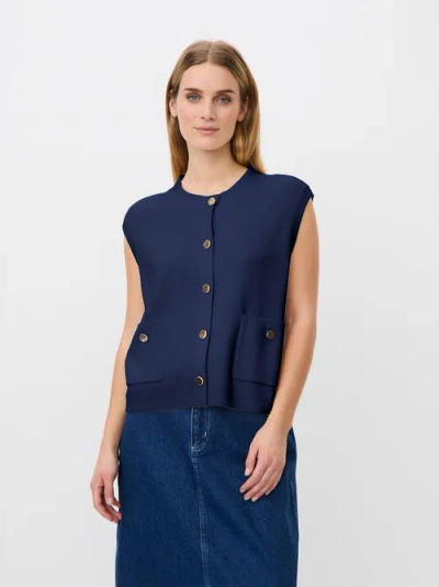 Masai Copenhagen Malossan Button-front Knit Vest In Blue