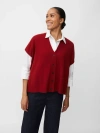 Masai Copenhagen Malucanne Short Sleeve V-neck Cardigan In Red