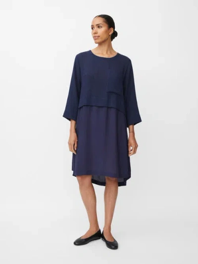 Masai Copenhagen Manonah 3/4 Sleeve Layered Midi Dress In Blue