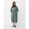 Masai Copenhagen Manymosa 3/4 Sleeve Loose Fit Midi Dress In Green