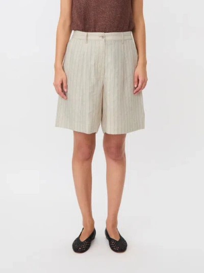 Masai Copenhagen Mapauletta Linen-blend Pinstripe Shorts In Neutral