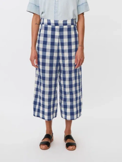 Masai Copenhagen Maportia Checked Wide Leg Trouser In Blue