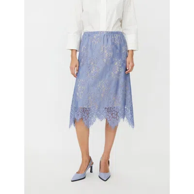 Masai Copenhagen Masarivelle Lace Overlay Midi Skirt In Blue