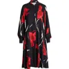 Masai Copenhagen Nadia Floral Long Sleeve Midi Shirtdress In Haute Red