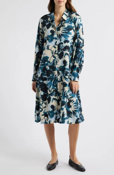 Masai Copenhagen Nadia Long Sleeve Button Front Dress In Reflect Pond