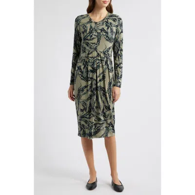 Masai Copenhagen Namoli Print Long Sleeve Dress In Vetiver