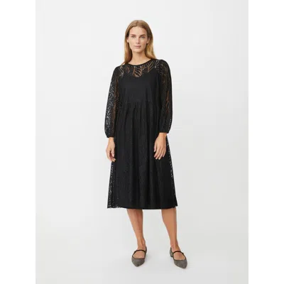 Masai Copenhagen Naylora Long Sleeve A-line Midi Dress In Black