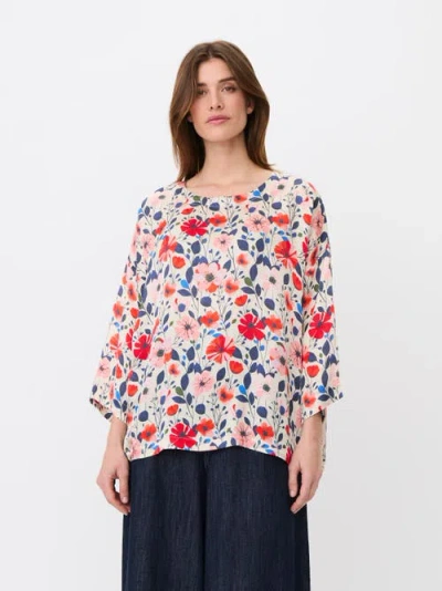 Masai Copenhagen Round-neck Relaxed Tunic Blouse In Multi