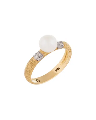 Masako Pearls 14k Diamond 6-6.5mm Pearl Ring