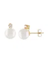 Masako Pearls 14k 0.10 Ct. Tw. Diamond & 7-8mm Akoya Pearl Earrings