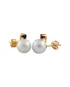 Masako Pearls 14k 0.10 Ct. Tw. Sapphire & 7-8mm Akoya Pearl Earrings