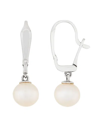 Masako Pearls Splendid Pearls 14k 0.02 Ct. Tw. Diamond & 8-8.5mm Pearl Earrings