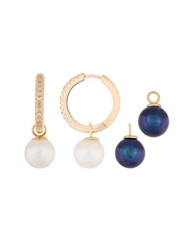 Masako Pearls Splendid Pearls 14k 0.06 Ct. Tw. Diamond 7-7.5mm Pearl Earrings