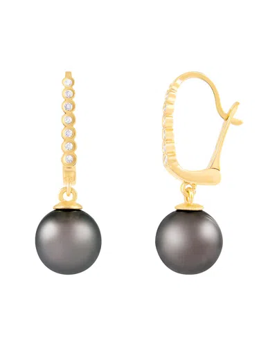 Masako Pearls Splendid Pearls 14k 0.07 Ct. Tw. Diamond 8-9mm Pearl Earrings In Multi
