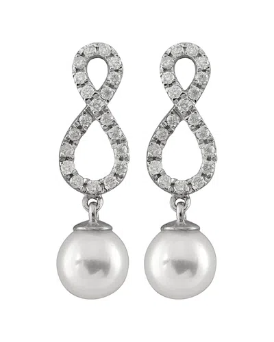 Masako Pearls Splendid Pearls 14k 0.40 Ct. Tw. Diamond & 7-7.5mm Akoya Pearl Drop Earrings