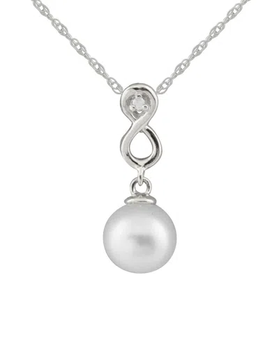 Masako Pearls Splendid Pearls Rhodium Plated Silver 8-8.5mm Freshwater Pearl Necklace In Metallic