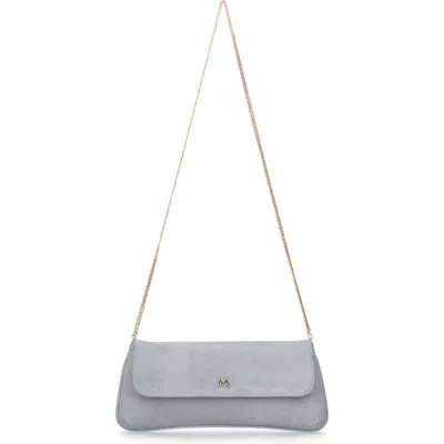 Mascaro Medium Leather Clutch With Cross Body Chain Strap In Blue