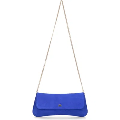 Mascaro Medium Leather Clutch With Cross Body Chain Strap In Blue