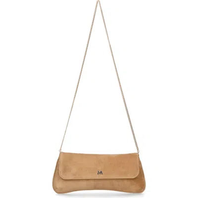 Mascaro Medium Leather Clutch With Cross Body Chain Strap In Brown