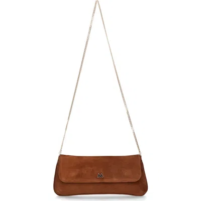 Mascaro Medium Leather Clutch With Cross Body Chain Strap In Brown