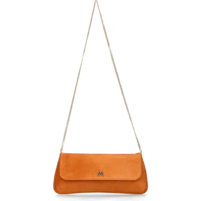 Mascaro Medium Leather Clutch With Cross Body Chain Strap In Brown