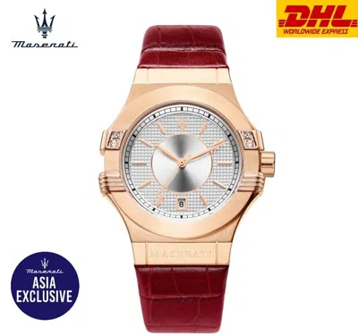 Pre-owned Maserati Asia Exclusive Potenza 35mm Red Leather Ladies Quartz Watch