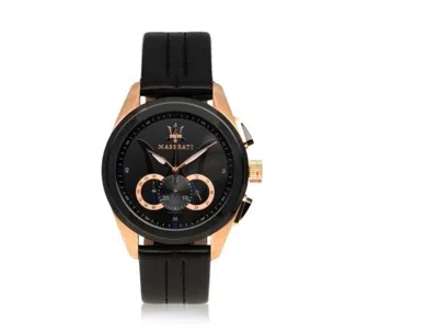 Pre-owned Maserati Chronograph Rose Gold Tone Case Black Dial Men's Watch - R8871612025