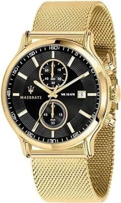 Pre-owned Maserati Epoca R8873618007 Watch Stainless Steel Black Dial Gold Analogue Watch