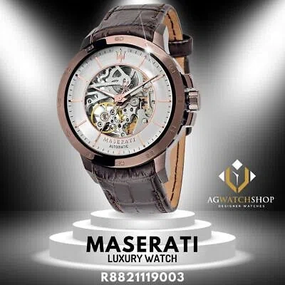 Pre-owned Maserati Ingegno Automatic Skeleton Dial Brown Men's Watch R8821119003