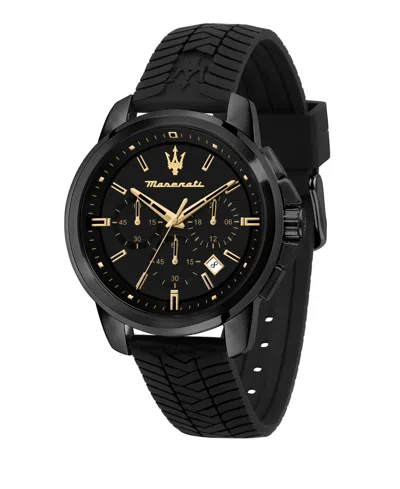 Maserati Men's Chronograph Black Silicone Watch, 44mm
