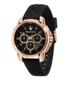 Maserati Men's Chronograph Black Silicone Watch, 44mm