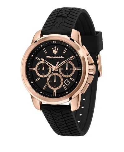 Maserati Men's Chronograph Black Silicone Watch, 44mm