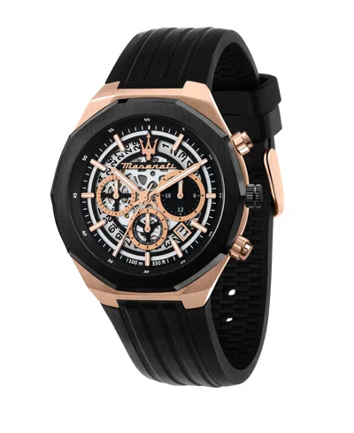 Maserati Men's Chronograph Black Silicone Watch, 45mm
