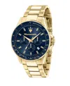 Maserati Men's Chronograph Gold Metal Band Watch, 44mm