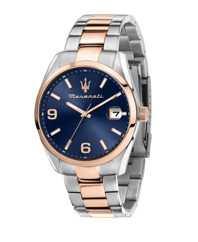 Maserati Men's Date Two-tone Metal Band Watch, 43mm
