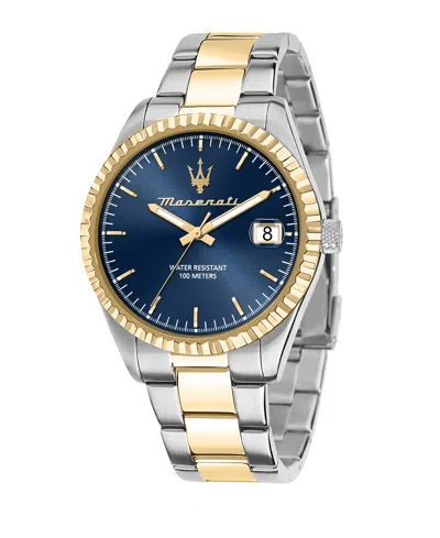 Maserati Men's Date Two-tone Metal Band Watch, 43mm