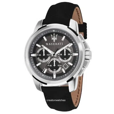 Pre-owned Maserati Men's R8871621006 Successo Stainless Steel Analog Quartz Black Watch