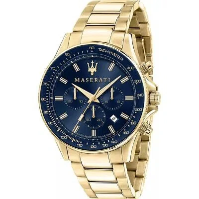 Pre-owned Maserati Men's Sfida R8873640008 Watch Gold Stainless Steel Quartz Watch 44mm